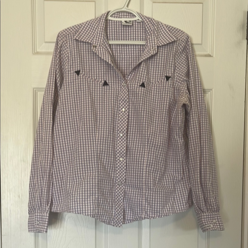 Rockies Lavender and Pink Plaid Pearl Snap Button Shirt